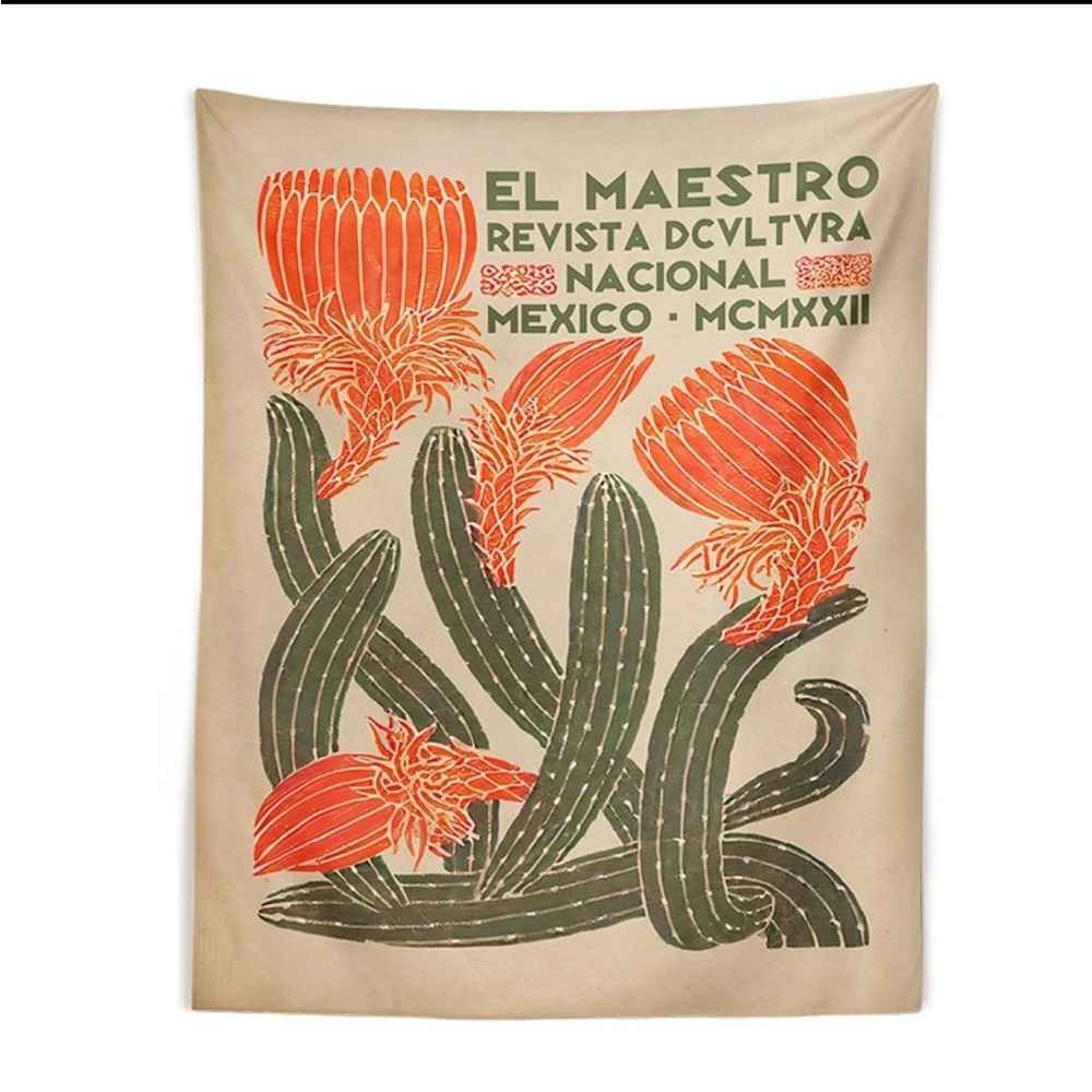 Vintage Wall Tapestry - Orange and Green